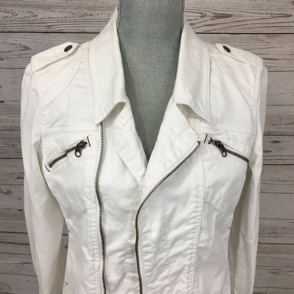 Sanctuary White Denim Zipper Jacket Large - Picture 4 of 8